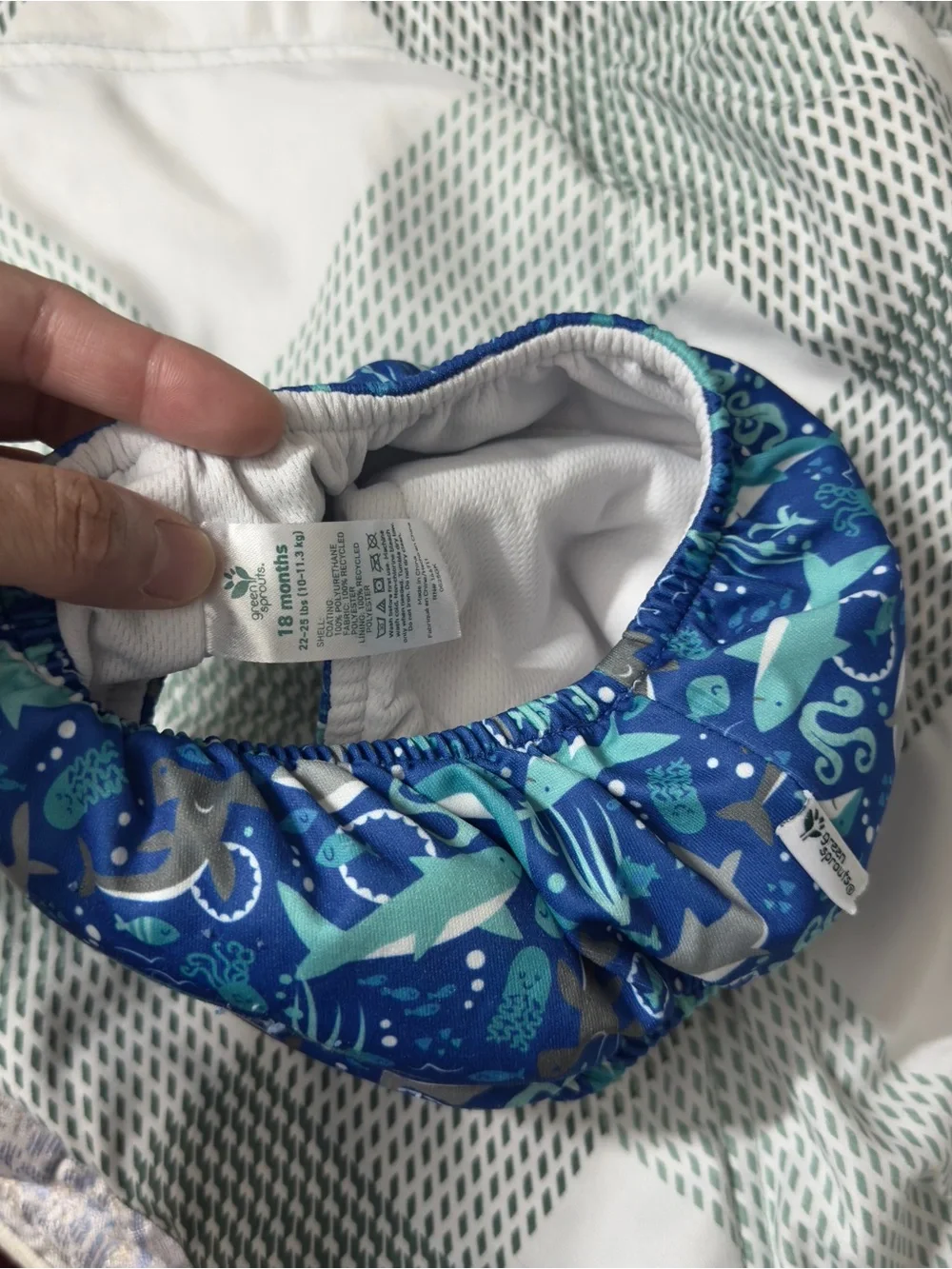 18M Kids Blue Ocean Print Swim Diaper